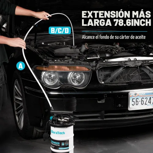 Vista 3 de DURATECH Bomba extractora de aceite de 6.5 L neumática/manual, extractor de fluidos con unidades de almacenamiento de tuberías, Extractor de bomba
