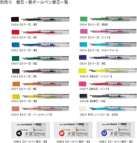 Vista 8 de Portaminas y juego de minas Pentel Multi 8 (PH802ST)