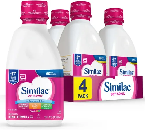 Vista 8 de Similac Fórmula infantil de isomil de soja, para malestar y gas, proteína a base de plantas, polvo de fórmula infantil, lata de valor de 30.8 onzas