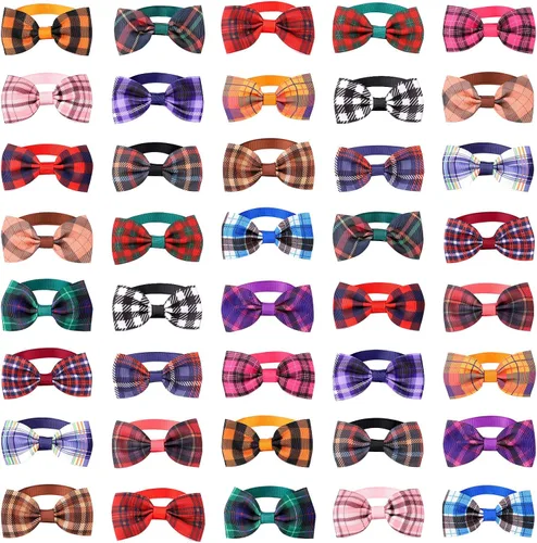 Vista 10 de Segarty Pajaritas para perros, 10 lazos a granel, circunferencia máxima del cuello de 17 pulgadas, lazos para mascotas con cuello ajustable, lazo