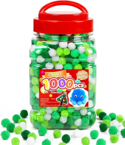 Vista 18 de IOOLEEM Pompones multicolores, 1000 bolas de pompón mullido de 0.39 pulgadas, pequeños pompones para proyectos de manualidades, festivales y Arco
