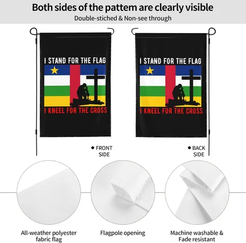 Vista 6 de I Stand For The Central African Republic Flag And I Kneel For The Cross Garden Flag 28"x40" Inch Double Sided Garden Flags Home Lawn Outdoor Decor