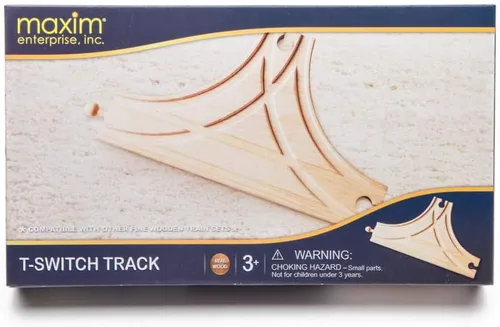Vista 2 de maxim enterprise, inc. T-Switch Track, pista en T de madera para intersección de tren de juguete, accesorios de pista de madera compatibles