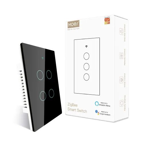Vista 15 de MOES ZigBee - Interruptor de luz de pared táctil inteligente, requiere Tuya ZigBee Hub, sin cable neutro/cableado N+L, sin condensador, Smart Life