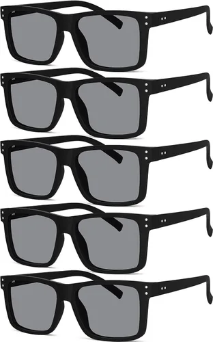 Vista 17 de Eyekepper - Pack de 5 gafas de gran tamaño con montura cuadrada, grandes, para hombres y mujeres - 3 negras y 2 negro-transparente +0.00