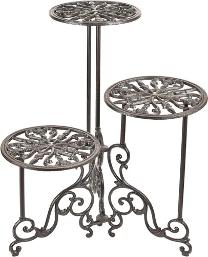 Vista 9 de Sungmor Carrito para Plantas de Hierro Fundido Resistente, Soporte Redondo para Macetas de 11 pulgadas sobre 3 Ruedas Sólidas, Soporte para Macetas