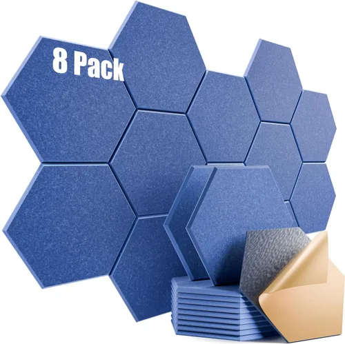 Vista 53 de Paquete de 12 paneles acústicos autoadhesivos de 12 x 10 x 0.4 pulgadas, paneles de espuma a prueba de sonido con alta densidad, elegante diseño