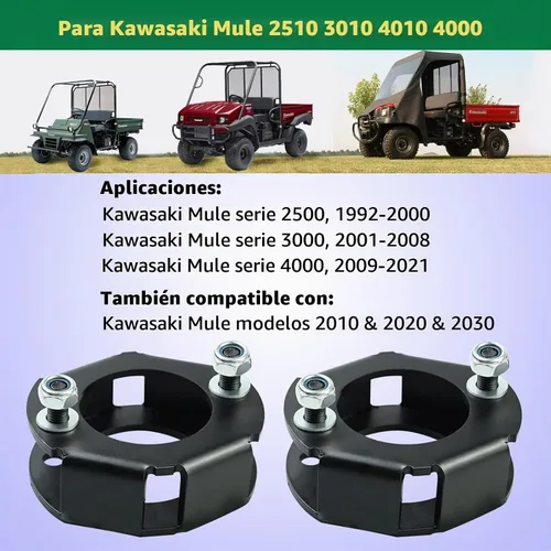 Vista 2 de Kit de 2 piezas de espaciadores delanteros de elevación de 2" para nivelación compatibles con Kawasaki Mule 1990-2019 2500 2510 3000 3010 4010 4000