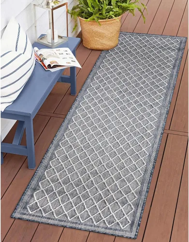 Vista 30 de Liora Manne Carmel - Alfombra tejida de perfil bajo de fácil cuidado para interiores y exteriores, color aguamarina, 6 pies 6 pulgadas x 9 pies 4