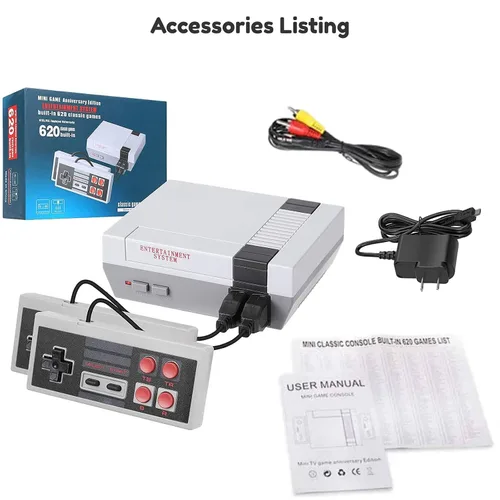 Vista 7 de Retro Classic Game Console,Classic Video Games System Built-in 620 Games and 2 Classic Edition Controllers,Av Output Plug and Play,Retro Toys