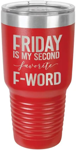 Vista 13 de Viernes es mi segundo favorito F Word negro vaso de 30 oz con paja y tapa superior deslizante Taza de viaje de acero inoxidable Compare con Yeti