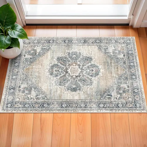 Vista 35 de YOUFORTONG Alfombra Lavable de 2 x 3 Pulgadas para Entrada: Alfombra Antideslizante Vintage para Interiores con Respaldo de Goma para Sala de Estar
