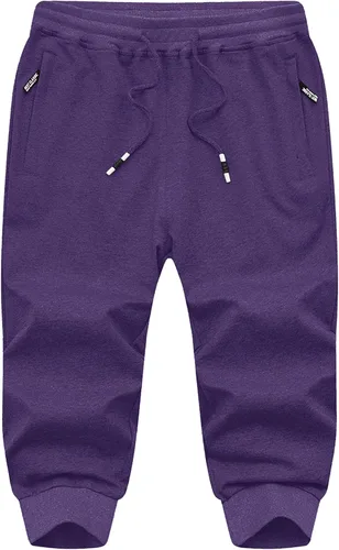 Vista 7 de FASKUNOIE Pantalones cortos casuales de algodón para hombre, 34, pantalones capri transpirables por debajo de la rodilla, pantalones cortos con tres
