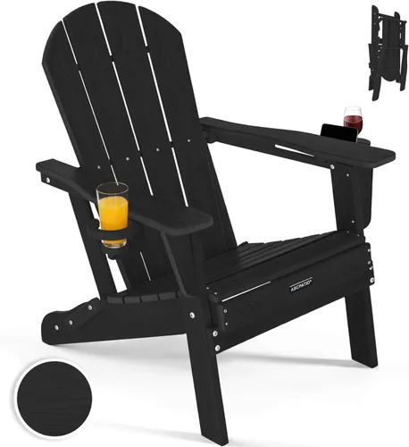 Vista 24 de Sillas Adirondack plegables – Silla Adirondack de plástico con soporte para tazas, sillas para exteriores resistentes a la intemperie