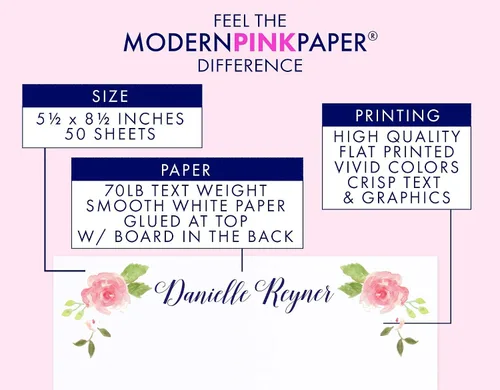 Vista 6 de Bloc de notas personalizados para mujer, papelería personalizada de escritura casual para mujeres, papel estacionario de escritura con letras, bloc