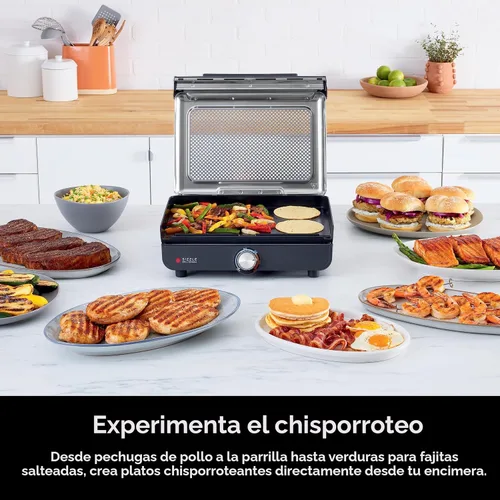 Vista 2 de Ninja Plancha y parrilla de interior, 14 pulgadas, parrilla eléctrica, para bistec, hamburguesas, salmón, verduras y más, plancha para panqueques