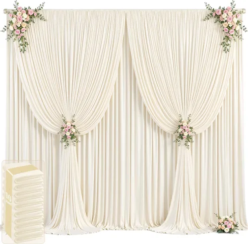 Vista 53 de 20 pies x 12 pies Cortinas de Telón de Fondo Azul Bebé Sin Arrugas para Bodas y Fiestas, Telón de Fondo de Tela Azul, Cortinas para Bodas