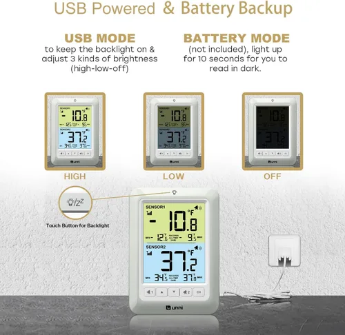 Vista 4 de Termómetro de refrigerador Alarma Digital Inalámbrico Refrigerador Colorido