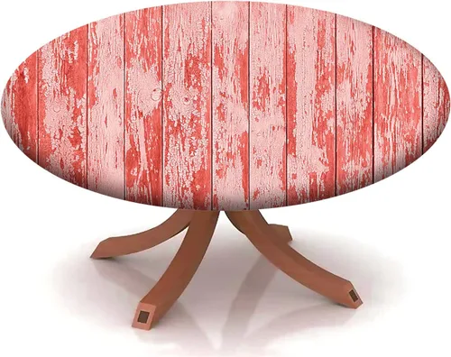Vista 23 de Mantel redondo ajustable con patrón marítimo, borde elástico, adecuado para catering y cocina, se puede limpiar con el mantel de mesa redonda