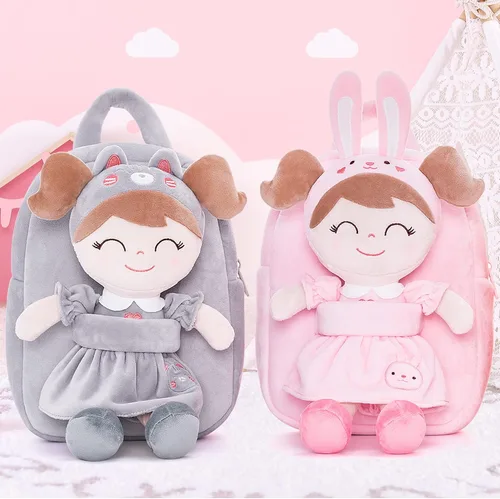 Vista 6 de Gloveleya Mochila de peluche para niños pequeños con juguetes de conejo de peluche, rosa