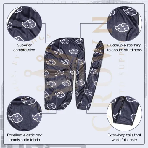 Vista 10 de Art Silky Durag con colas largas y anchas, durags de tela de seda suave satinada para mayor comodidad y compresión