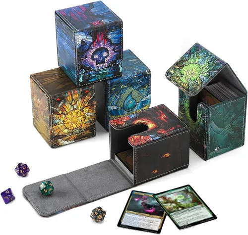 Vista 10 de Caja de cubierta TCGUARD para almacenamiento de cartas MTG, con capacidad para 100 o más cartas con funda individual, forro de microfibra y caja