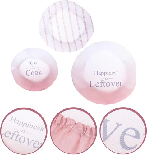Vista 6 de Fundas reutilizables de tela de algodón para tazones: fundas elásticas lavables para almacenamiento de alimentos, 3 unidades, bolsas