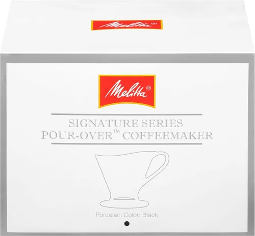 Vista 3 de Melitta cafetera de porcelana de 1 taza con cono de vertido, negro brillante