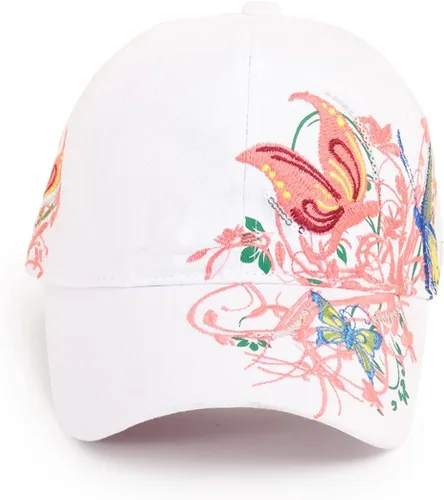 Vista 2 de Gorra de béisbol bordada con diseño de flores y lentejuelas de mariposa para mujer