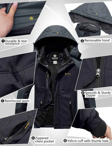 Vista 6 de GEMYSE - Chaqueta de esquí impermeable, resistente al viento, lluvia y nieve, para hombre