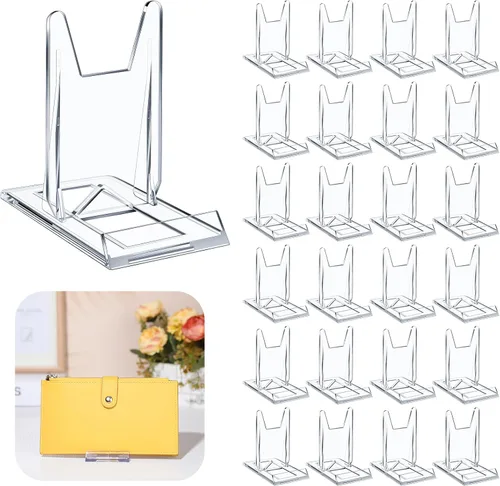 Vista 8 de 6 paquetes de soporte ajustable para bolso, soporte de acrílico transparente para cartera, bolsos, bolsa de joyería, organizador para fiestas
