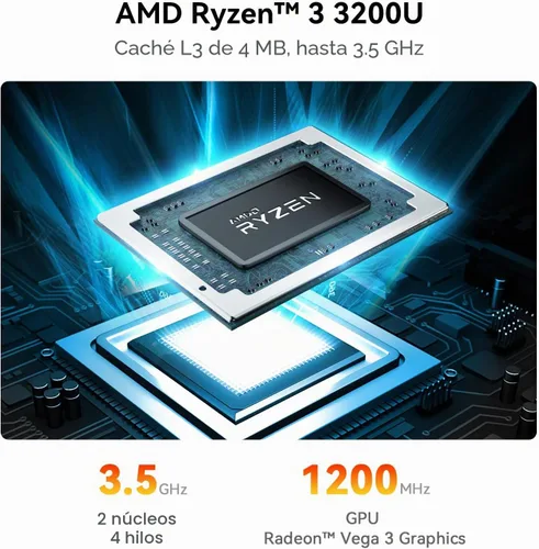 Vista 2 de Beelink Ser3 Mini PC, Ryzen 3 3200U 2C/4T, 8 GB DDR4 RAM 256 GB SSD