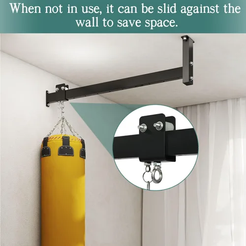 Vista 4 de Percha para saco de boxeo de techo con rodillo, colgador de bolsa pesada, alta capacidad de carga, montaje en techo de pared, ahorro de espacio, 42