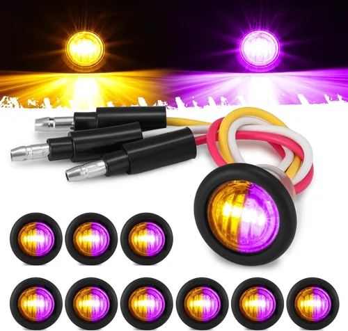 Vista 10 de D13 3/4 marcador lateral de doble revolución LED luces de marcador ámbar a azul con indicadores de enchufe de bala y luces LED de señal de giro