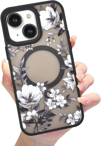 Vista 12 de Compatible con el teléfono 13 Pro - Funda magnética mate translúcida, de lujo, a prueba de golpes, magnética y con bonito patrón de flores, carcasa