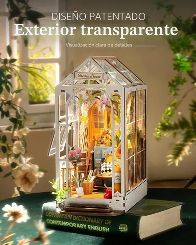 Vista 3 de Rolife - Kits de manualidades para rincón de lectura para adultos - Estantería de casa de jardín Booknook - Decoración de habitación en rompecabezas