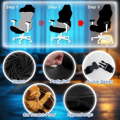 Vista 3 de Fundas para sillas de videojuegos, impresión 3D, elástica, reclinable, para computadora, con funda para reposabrazos (sin sillas) (A)