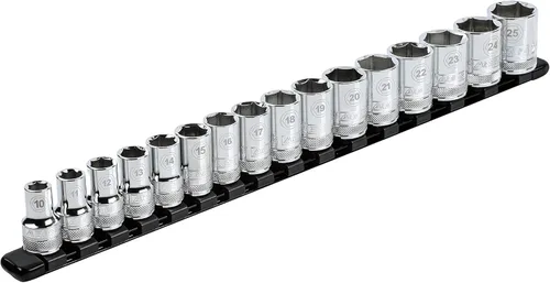 Vista 17 de ARES 70087-Organizador de enchufes de aluminio de 3 piezas, rieles de transmisión de 1/4 pulgadas, 3/8 pulgadas y 1/2 pulgadas con capacidad para 48