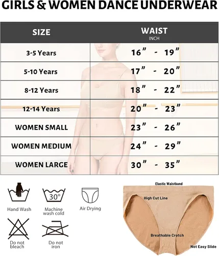 Vista 7 de MOLLDAN Calzoncillos de ballet de baile profesional para mujeres y niñas, sin costuras, ropa interior de bailarina beige