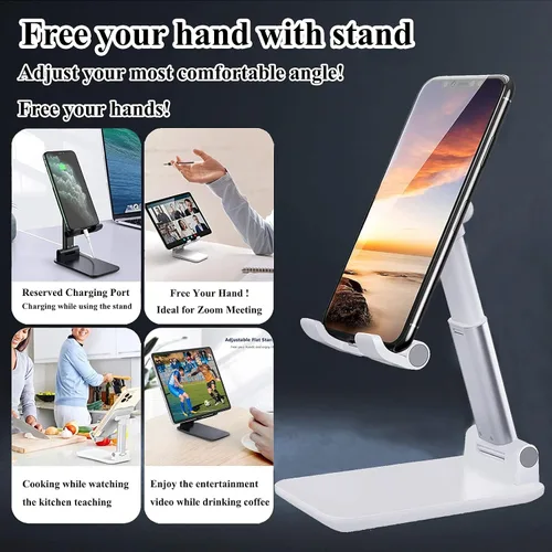 Vista 2 de Meetuo 2 piezas de soporte para teléfono celular, soporte para teléfono de altura de ángulo ajustable para escritorio, soporte para teléfono