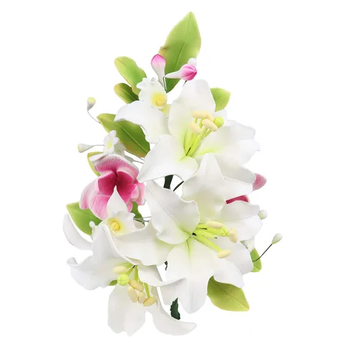 Vista 7 de O'Creme Aerosol de Flor de Masa de Goma, Rosa Blanca 6x8 - Flores Comestibles para Decorar Pasteles - Decoraciones de Flores para Tartas, Caramelos