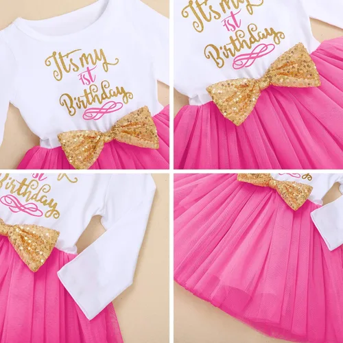 Vista 6 de ODASDO Vestido tutú de manga larga con diadema de lazo, 2 piezas para niñas pequeñas con diadema de lazo, 2 piezas