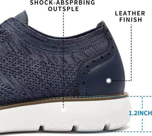 Vista 5 de Zapatos deportivos casuales para hombre, cómodos, de punto, de malla, ligeros, transpirables, formales, Oxford, para negocios