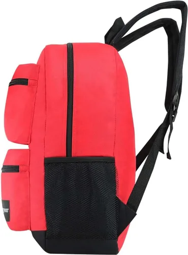 Vista 4 de Paquete de 24 mochilas escolares de 19 pulgadas para niños, mochilas a granel para estudiantes de primaria, media y secundaria, RojoAzulNegro