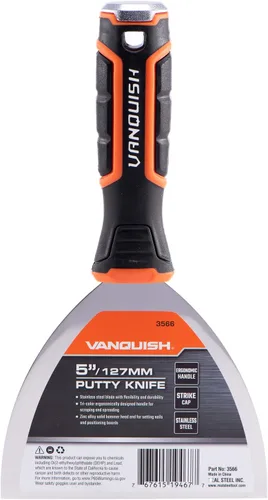 Vista 11 de VANQUISH Cuchillo de masilla de acero inoxidable de 1 pulgada con mango de agarre suave y extremo de martillo de metal (3560)