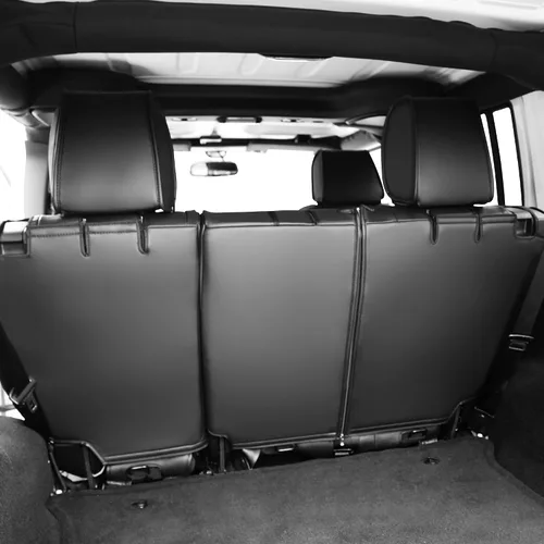 Vista 5 de OASIS AUTO Fundas de asiento de cuero personalizadas para Wrangler JK 2007-2017 (2007-2010 Wrangler de 2 puertas, negro)