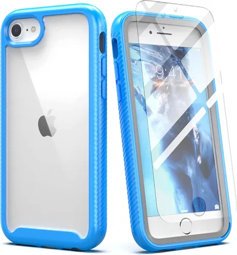 Vista 25 de IDweel para iPhone SE 2020, para iPhone 8 y 7 y SE 2022 (SE 2ª/3ª), funda protectora de cuerpo completo de ajuste delgado con amortiguación de Negro