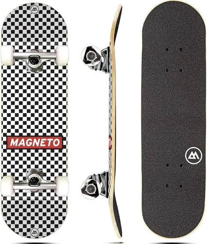 Vista 24 de Magneto Complete Skateboard 6-Layer Canadian Maple Double Kick Concave Deck Beginners, and Teens Astronaut