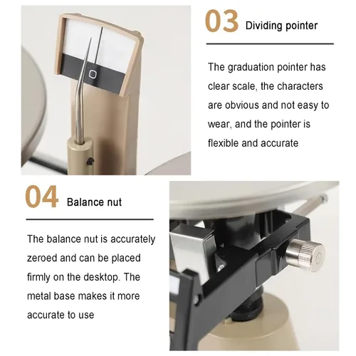 Vista 3 de Balanza mecánica de precisión, básculas analíticas de laboratorio de 0.1 a 70.55 oz, con perilla de ajuste cero, kit de peso, para universidades