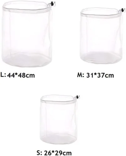 Vista 8 de Bolsas de lavandería de malla para prendas delicadas, bolsa de lavandería con cordón para lavadora antienredos - Blanco S